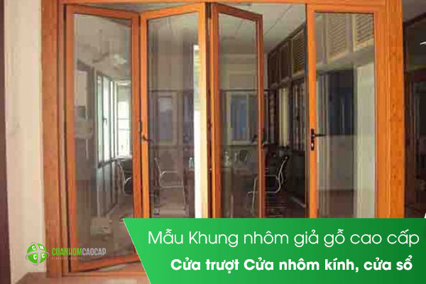 Mẫu Khung nhôm giả gỗ cao cấp - Cửa trượt Cửa nhôm kính, cửa sổ